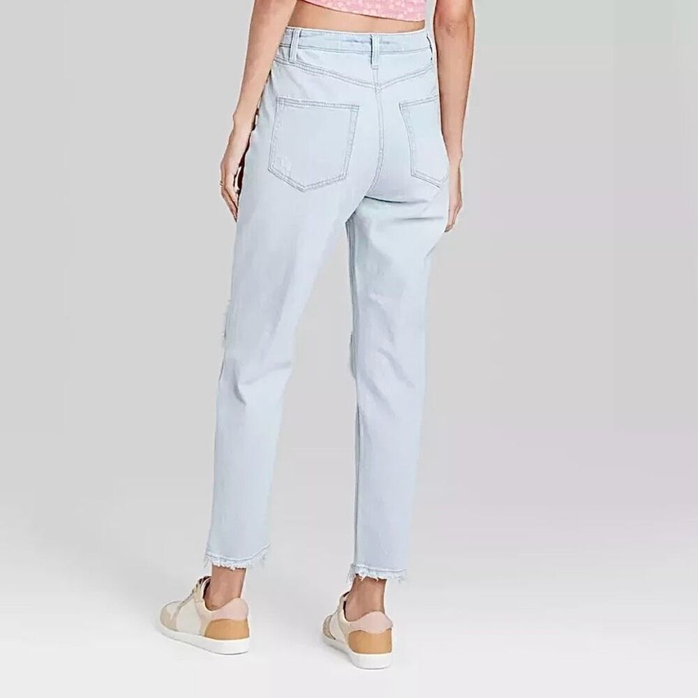 Wild Fable Highest Mom Jean Destroyed Light Wash Sz 12 - Picture 3 of 10